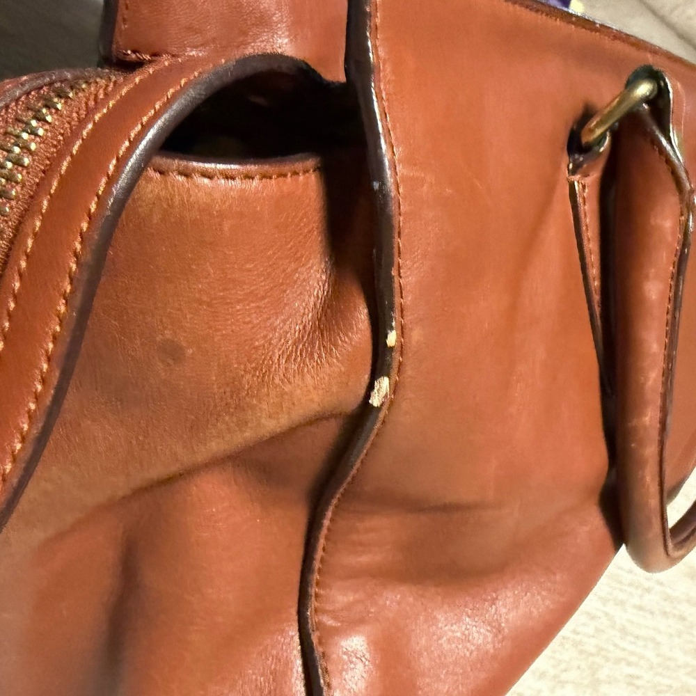 Coach Legacy Leather Tassel Tote Bag Cognac Brown Turnlock Satchel Purse - Picture 8 of 10